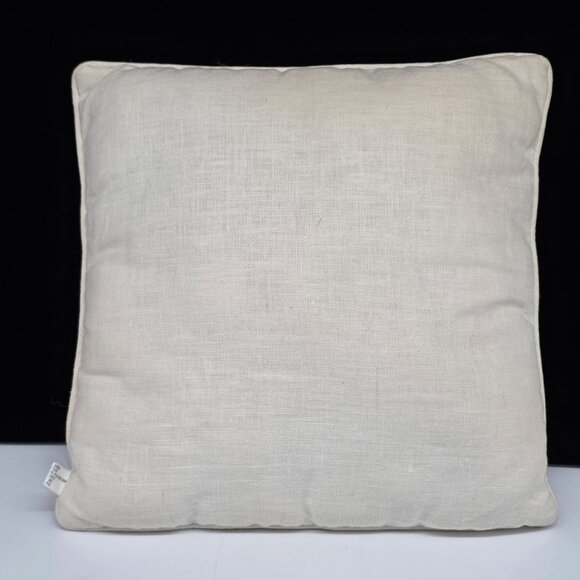 Handmade Linen Small Throw Pillow Silk Floral Embroidery 11" Square - Picture 9 of 9